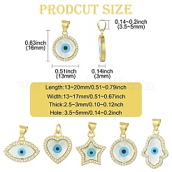 5 шт. 5 стиля латунные подвески с микропаве и кубическим цирконием&nbsp;KK-CJ0003-45