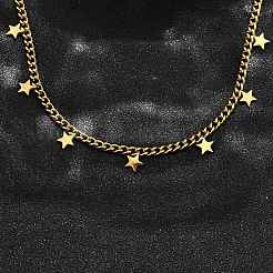 Ожерелья из витой цепочки из нержавеющей стали 304 с подвеской в виде звезды&nbsp;NJEW-R023-07G