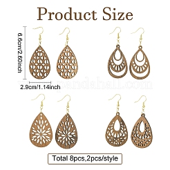 8 пара 4-х стильных сережек-подвесок из нержавеющей стали 304&nbsp;EJEW-YW00002