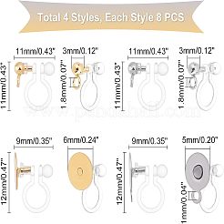 32 шт. 4 стиля фурнитуры для сережек-клипс из нержавеющей стали 304 и пластика&nbsp;STAS-UN0037-98