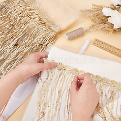 Лента из полиэстера с бахромой и бахромой из ПВХ с пайетками и блестками&nbsp;DIY-WH0308-297B