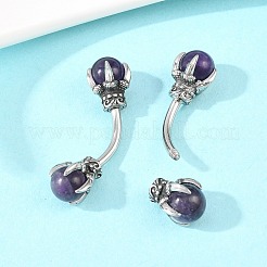 Кольца для живота в форме драконьего когтя из нержавеющей стали 316 с шариками из натурального камня&nbsp;AJEW-C044-06AS-02