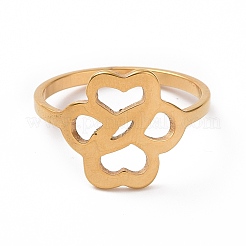 Ионное покрытие (ip) 201 нержавеющая сталь полое кольцо-цветок для женщин&nbsp;RJEW-J051-13G