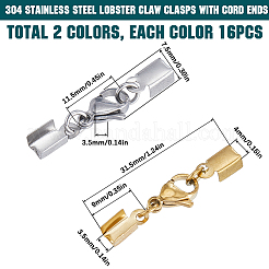 32 шт. 2-х цветные карабины из нержавеющей стали 304 с наконечниками для шнура&nbsp;STAS-SC0006-32