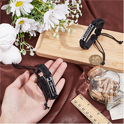 2шт 2 стиля сплав прямоугольник с крестом и словом веры браслет&nbsp;BJEW-CL0001-23