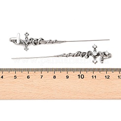 Серьги-подвески с подвеской-крючком из нержавеющей стали 316 с микропаве из прозрачных кубических цирконий&nbsp;AJEW-C044-20AS