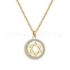 Ожерелья с подвеской из нержавеющей стали со стразами и звездой Давида&nbsp;FS-WGE09DF-02