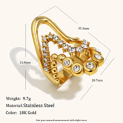 Кольца для пальцев из хирургической нержавеющей стали 316 с прозрачными фианитами&nbsp;FS-WG515DE-03