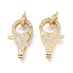 Латунная застежка-клешня с микропейвом из прозрачного кубического циркония&nbsp;ZIRC-L076-066G