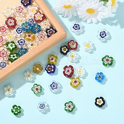 45шт 4 стиля стеклянные бусины миллефиори ручной работы&nbsp;LAMP-YW0001-65