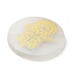 Плоские круглые подставки для ломтиков из натурального селенита&nbsp;AJEW-C042-01F