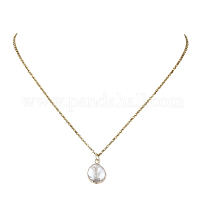 Ожерелья с подвесками из натурального жемчуга кеши с гальваническим покрытием NJEW-JN05604-02-1