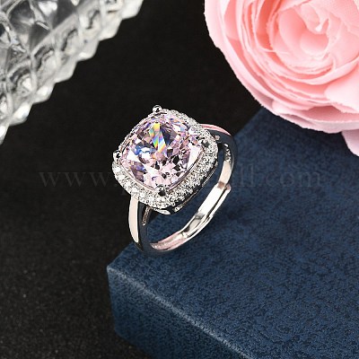 925 перстень из стерлингового серебра с паве из кубических цирконий RJEW-C138-01A-02-1