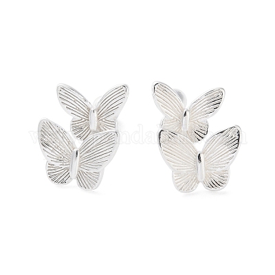 999 изящная серебряная серьга-бабочка в виде хряща EJEW-P296-13S-1