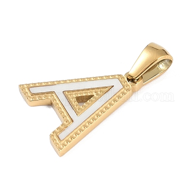 Подвески с алфавитом из натуральных белых ракушек STAS-M338-02G-A-1