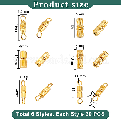 120шт 6 стиля латунные винтовые застежки KK-PH0010-75-1