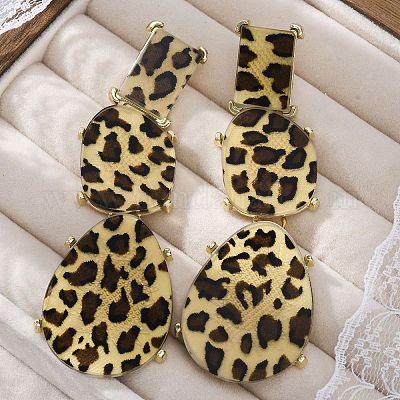 Серьги-гвоздики из акрила и сплава&nbsp;LS-EJEW-M075-01G-02-1