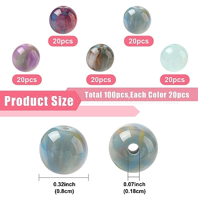 100шт 5 цвета бусины из смолы&nbsp;RESI-YW0005-50-1