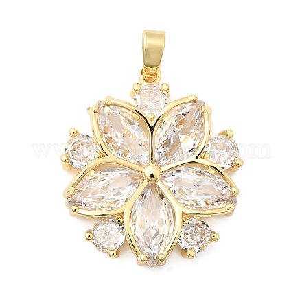 Латунные микропаве прозрачные подвески с фианитом KK-G542-04G-01-1