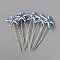 Wedding Bridal Hair Forks, with U Shape Iron Barrette and Rhinestone, Starfish, Light Sapphire, 74x29.5x6mm