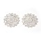 Brass Filigree Joiners Links, Rack Plating, Flower, Platinum, 34~34.5x1mm, Hole: 0.7mm