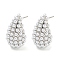 Rack Plating Brass & ABS Plastic Imitation Pearl Stud Earrings, Long-Lasting Plated, Real 18K Gold Plated, Teardrop, 27.5x16.5mm