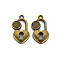 Tibetan Style Alloy Pendant Cabochon Settings, Cadmium Free & Lead Free, Lock, Antique Bronze, Tray: 5.5mm, 23x12x3mm, Hole: 1.8mm
