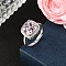 925 Sterling Silver Pave Cubic Zirconia Finger Rings, Real Platinum Plated, Square, US Size 7 1/2(17.7mm), Square: 13x13.5mm