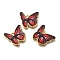 Alloy Enamel Pendants, Golden, Butterfly Charm, FireBrick, 17.5x18.5x1mm, Hole: 1.6mm