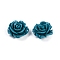 Synthetic Coral Carved Beads, Dyed, Flower, Cadet Blue, 19.5x9mm, Hole: 1.3mm