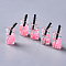 Glass Bottle Pendants, with Resin & Polymer Clay inside, Plastic and Platinum Tone Iron Eye Pin, Imitation Juice Bottle, Pink, 24~26x10mm, Hole: 1.6mm