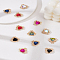 12Pcs 6 Colors Alloy Glass Cabochons, Heart, Golden, Mixed Color, 18x20.5x6mm, 2pcs/color