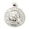 Rack Plating Brass Pendants, Lead Free & Cadmium Free, Flat Round with Sun & Twelve Constellations, Platinum, 34.5x28.5x5.5mm, Hole: 5x3.5mm