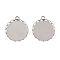 304 Stainless Steel Pendant Cabochon Settings, Flat Round, Lace Edge Bezel Cups, Stainless Steel Color, Tray: 20mm, 25x21x3mm, Hole: 2.5mm