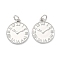 Brass Pendants, Clock Charms, Long-Lasting Plated, Cadmium Free & Lead Free, Rack Plating, Platinum, 17x14.5x1.5mm, Jump Ring: 5.5x1mm, Inner Diameter: 3.5mm