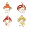 8Pcs 4 Styles Autumn Theme Alloy Enamel Pendants, Mushroom Elf, Mixed Color, 24~25x16.5~19x1~1.5mm, Hole: 1.6~1.8mm, 2pcs/style