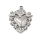 304 Stainless Steel Pendants, Sacred Heart Charm, Anti-Tarnish, Stainless Steel Color, 29.5x25x3.5mm, Hole: 2mm