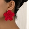 Alloy Stud Earrings, Flower, Red, 54x56mm