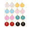 Alloy Enamel Pendants, Cadmium Free & Lead Free, Light Gold, Flat Round with Lightning, Mixed Color, 16x13x2mm, Hole: 1.6mm