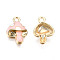 Alloy Pendants, with Enamel, Light Gold, Mushroom, PeachPuff, 16x11x4mm, Hole: 1.8mm