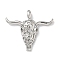 Brass Pendants, Bull Head Charms, Platinum, 31x35x7.5mm, Hole: 4.5x2.5mm