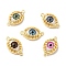 Evil Eye Resin Brass Connector Charms, Eye Link, Real 18K Gold Plated, Mixed Color, 14x24x6mm, Hole: 1.6mm
