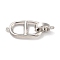 Brass Fold Over Clasps, Cadmium Free & Nickel Free & Lead Free, Oval, Platinum, Oval: 19.5x10x2mm, Hole: 1mm, Claps: 10x7x2.8mm, Hole: 1.2mm