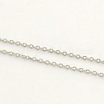 Цепи из нержавеющей стали марки 304, устойчивые к потускнению, пайки, с катушкой, Плоско-овальные, цвет нержавеющей стали, 1.5x1x0.3 мм, около 82.02 фута (25 м) / рулон