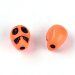 Непрозрачные акриловые бусины, череп, коралл, 10x8x8 мм, отверстие : 2 мм