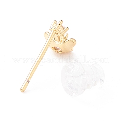 Серьги-гвоздики с розовым кубическим цирконием и сакурой для женщин&nbsp;EJEW-A065-05G