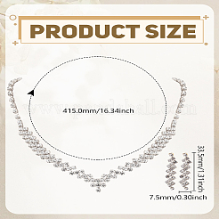 1 комплект железных украшений. Комплект из ожерелья со стразами и сережек-гвоздиков&nbsp;SJEW-LP0001-32S