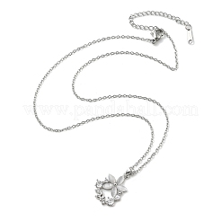 Ожерелья с подвесками из цветочной смолы и микропаве из кубических цирконий&nbsp;LS-NJEW-D288-02P