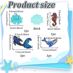 4 шт. 4 стиля аппликации из бисера со стразами в морском стиле&nbsp;PATC-NB0001-51