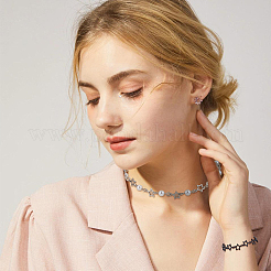 4 шт. 4 стильных браслета и ожерелья из сплава с полыми звездообразными звеньями и бусинами из АБС-пластика&nbsp;SJEW-FI0001-09